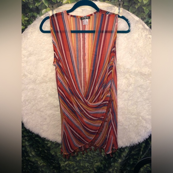 Striped Multicolor Sleeveless Coverup Dress - Picture 11 of 12